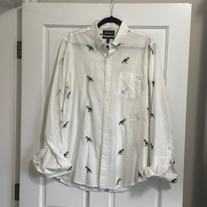 Bonobos Tailored Fit dinosaur print mens long sleeve button up shirt L